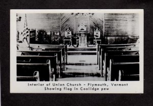 VT Union Church Coolidge Pew Plymouth New Hampshire Real Photo RPPC Postcard
