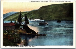 VINTAGE POSTCARD TOURIST STEAMER ON THE BEAUTIFUL COLUMBIA RIVER