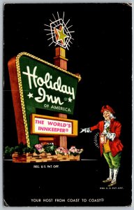 Bristol Tennessee 1972 Postcard Holiday Inn South Motel Innkeeper Sign