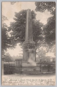 Monument To Joseph Ellicott~Founder Of Batavia NY~c1905~Fenced Off~B&W~PM 1906