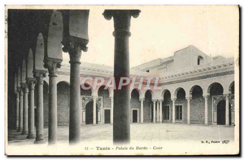 Old Postcard Tunis Bardo Palace Court