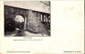 The Arch, Highland Division, NY, NH & H RR Naugatuck CT UDB Vintage Postcard P55