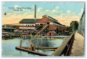c1910 View From Algoma Street Bridge Lake River Oshkosh Wisconsin WI Postcard