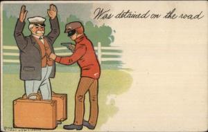 Crime - Masked Man Robbing Tourist c1905 Postcard