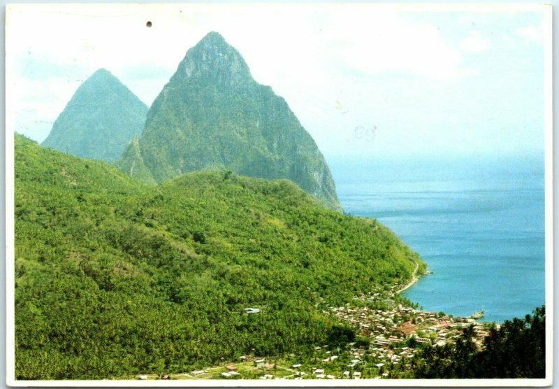 Postcard - The Pitons And Soufriere, Saint Lucia 