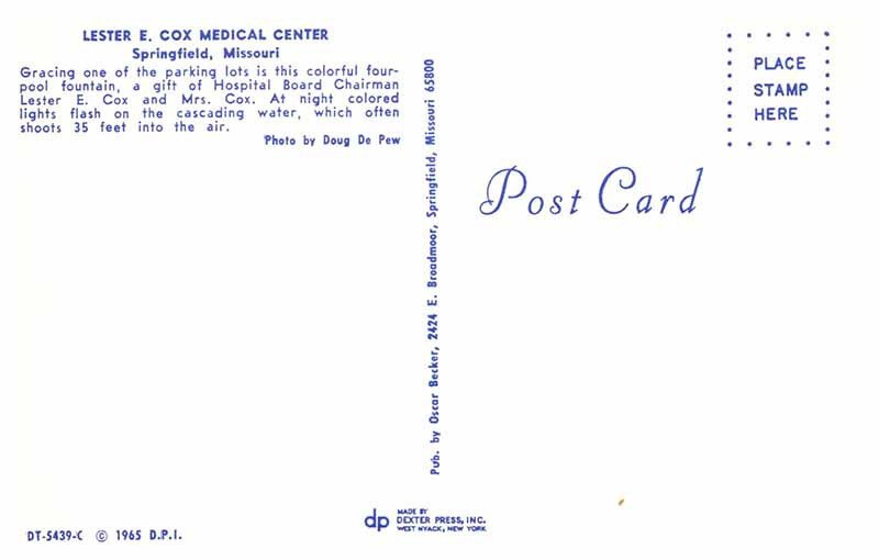 Postcard FOUNTAIN SCENE Springfield Missouri MO AS4542