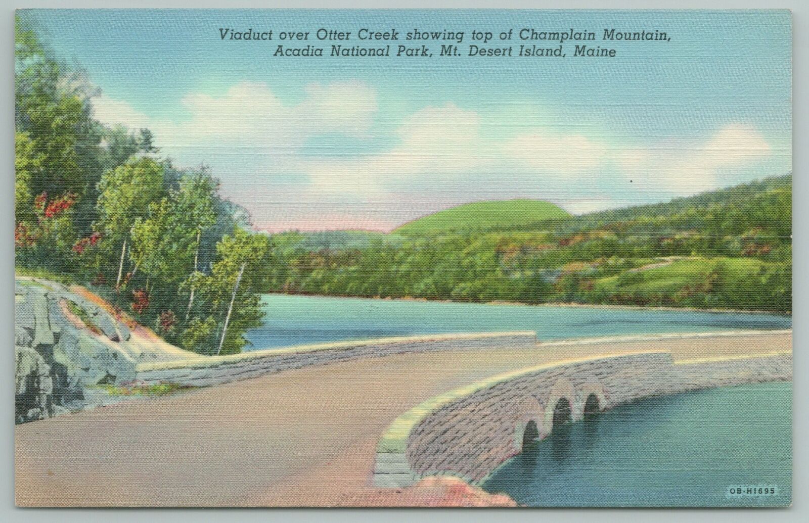 Mt Desert Island Maine~Viaduct~Otter Creek Champlain Mt Top~1940s Linen ...