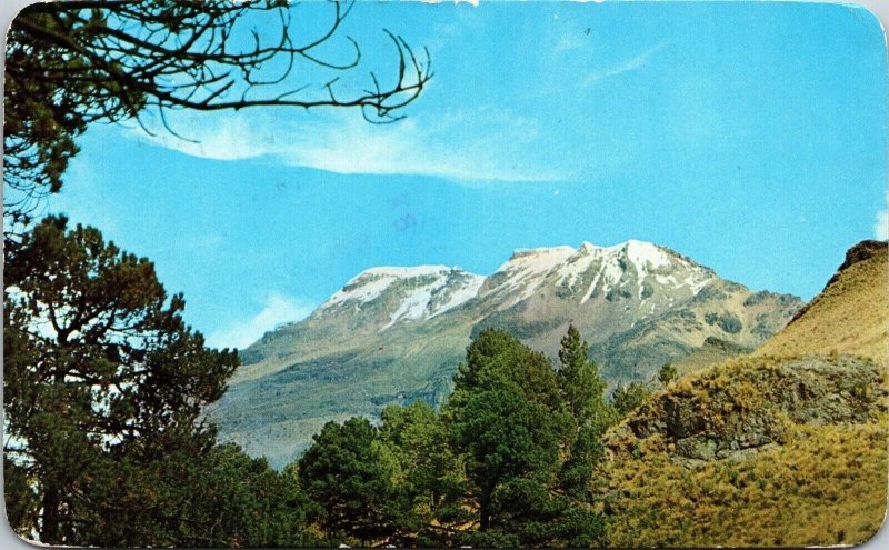 Ixtaccihuatl Volcano Mexico Scenic Mountain Landscape Chrome Cancel WOB Postcard 