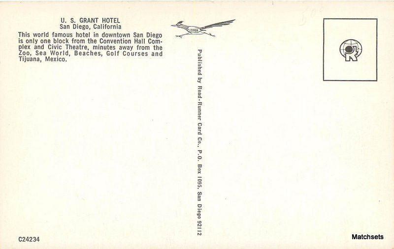 SAN DIEGO CALIFORNIA US Grant Hotel Road Runner postcard 100266