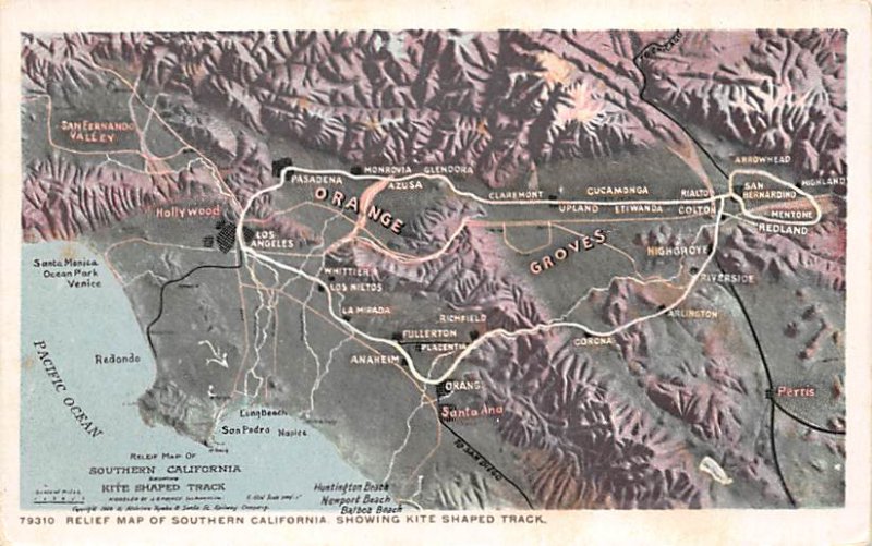 Maps Relief Map of Southern California USA Unused