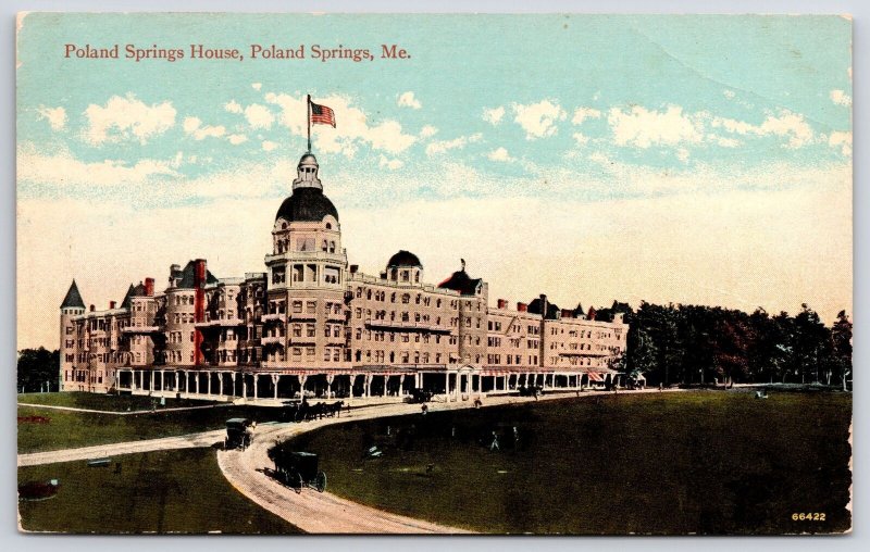 Poland Spring House Maine ME Roadway & Grounds Landmark Antique Photo Postcard