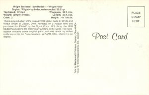 Wright Bros' 1909 Wright Flyer Repro, Man in Hat AF Museum, Ohio  Postcard