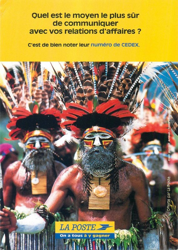 Postcard France ethnic type native people Papua New Guinea feather headdress