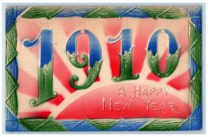 1910 Happy New Year Large Letters Embossed Milroy Pennsylvania PA Postcard