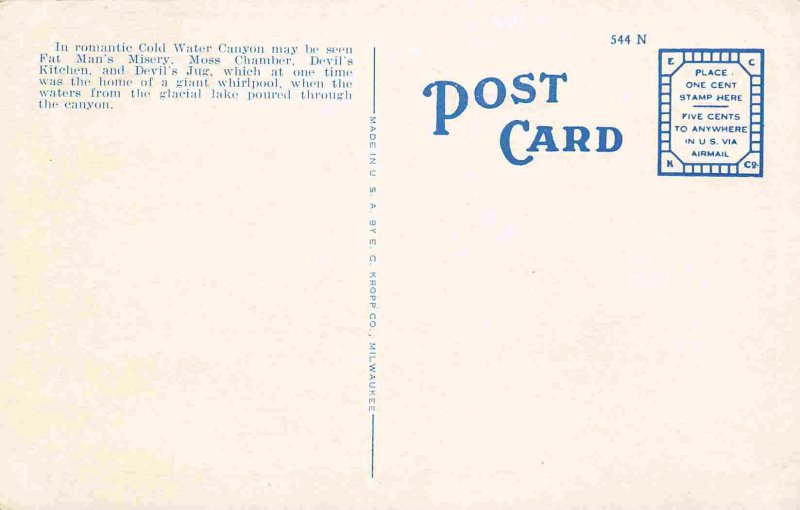 Boat Landing Cold Water Canyon Wisconsin Dells 1930s postcard