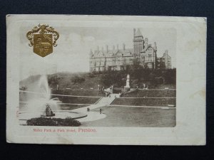 Lancashire Preston MILLER PARK & PARK HOTEL c1905 Heraldic Arm Embossed Postcard