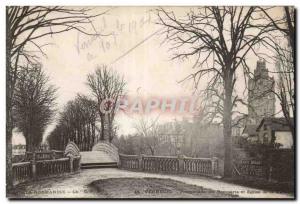 Old Postcard Verneuil Promenade des Ramparts and Church