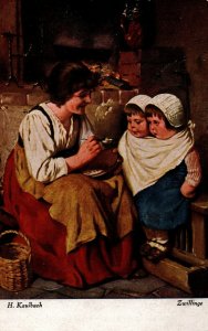 H. Kaulbach Zwillinge Kids Eating Vintage Postcard 08.73