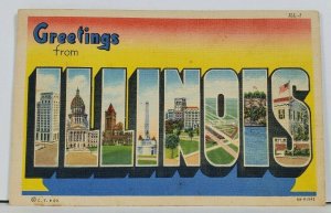 Greetings from Illinois Large Letter Postcard L20