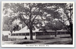 Delavan Wisconsin~The Dutch Mill~Lake Front Dancing Pavilion~1920s B&W Postcard