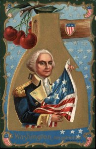George Washington's Birthday American Flag History Patriotic c1910 PC