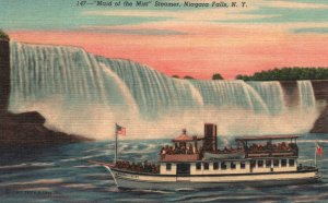 Maid Of The Mist Waterfalls Niagara Falls Museum New York NY Vintage Postcard