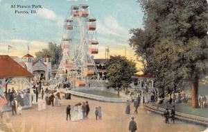 Peoria Illinois Al Fresco Park Street View Antique Postcard K59925