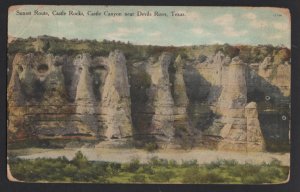 Texas CASTLE ROCKS Sunset Route Castle Canyon near Devils River Postally Use DB