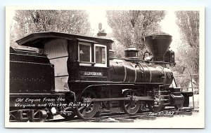 RPPC CARSON CITY, NV Nevada ~  GLENBROOK V & T RAILROAD STEAM ENGINE Postcard