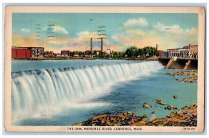 1937 The Dam Merrimac River Lawrence Massachusetts MA Vintage Postcard