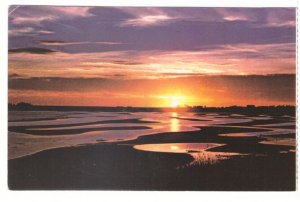 Sunset At Carleton Beach, Low Tide, Overlooking Camp Borden, PEI, 1983 Postcard