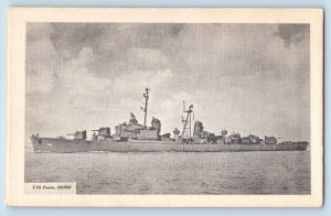 Postcard USS Furse DD882 US Navy Battleship Warship World War II c1940 Vintage