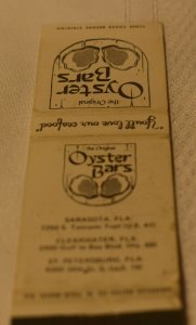 The Original Oyster Bars Sarasota Clearwater Florida 20 Strike Matchbook Cover