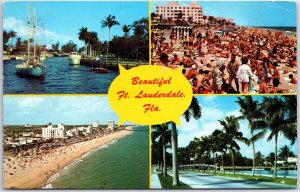 VINTAGE POSTCARD (4) FORT LAUDERDALE MINI-SCENES VENICE OF AMERICA MAILED 1970