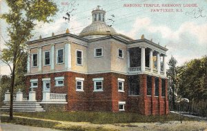 PAWTUXET, RI Rhode Island  MASONIC TEMPLE~HARMONY LODGE~Fraternal 1910 Postcard