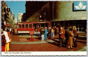 Vtg San Francisco CA Cable Car Turntable Powell & Market Street View Postcard