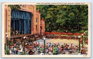 BENTON HARBOR, MI Michigan ~ OPEN AIR THEATRE House of David Park 1945 Postcard