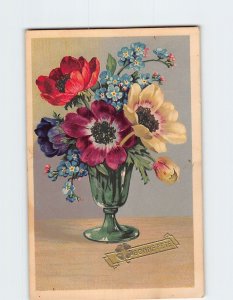 Postcard Flower Vase Happy Holidays Card