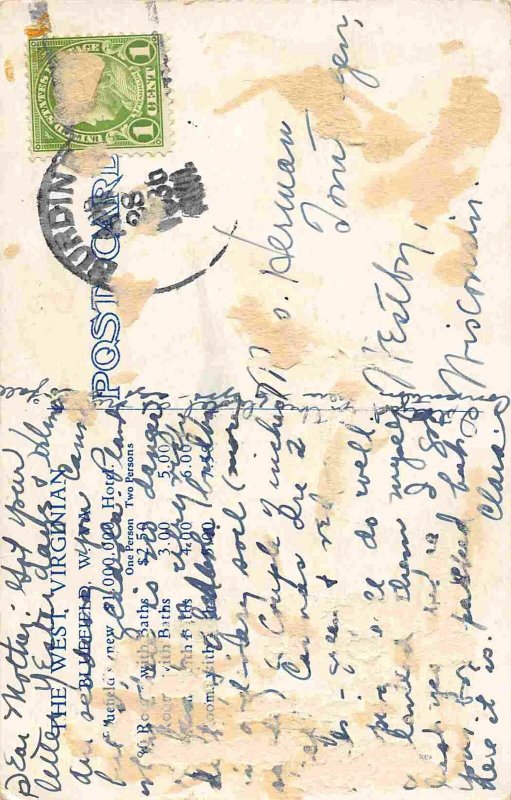 The West Virginian Hotel Bluefield West Virginia 1936 postcard
