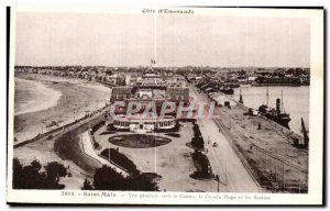 Old Postcard Saint Malo Vue Generale to the Casino The Great Beach and Pools