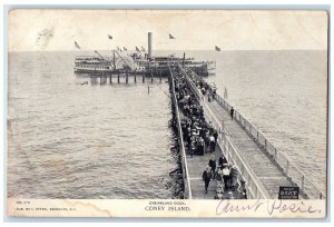 Coney Island New York Postcard Dreamland Dock Steamer Ferry 1905 Vintage Antique