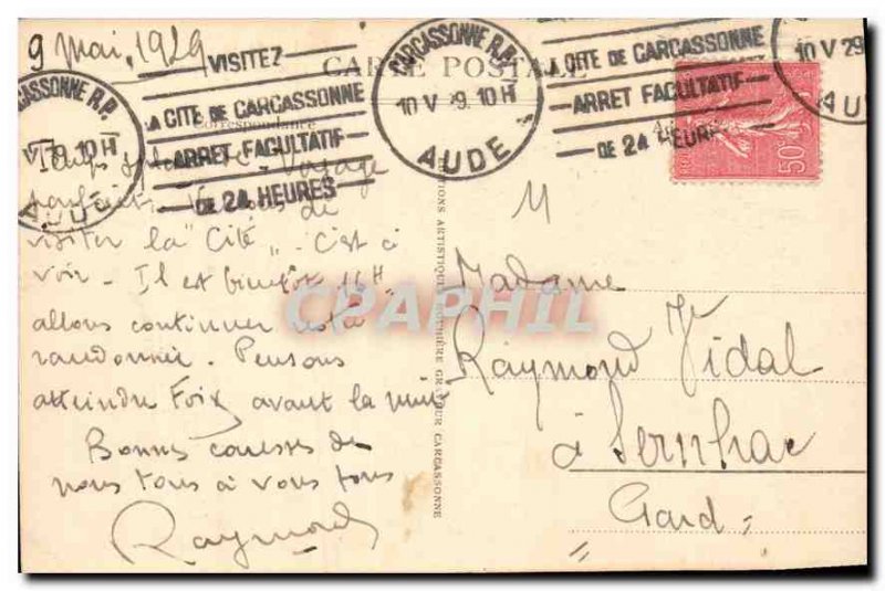 Postcard Old Cite Carcassonne Montee Porte d'Aude