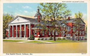 D71/ Cullman Alabama AL Postcard Linen First Baptist Church Building