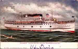 Postcard Steamship United States Indiana Transportation Co