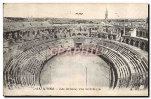 Old Postcard The Nimes bullring Inside view