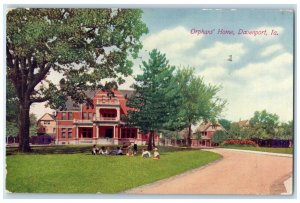 1911 Orphans Home Exterior Building Davenport Iowa IA Vintage Antique Postcard