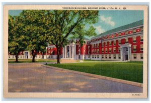 c1940s Vrooman Building Exterior Scene Masonic Home Utica NY Unposted Postcard 