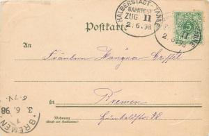 2-6-1898 Halberstadt- Tanne German RPO On Gruss Undivided Back Postcard