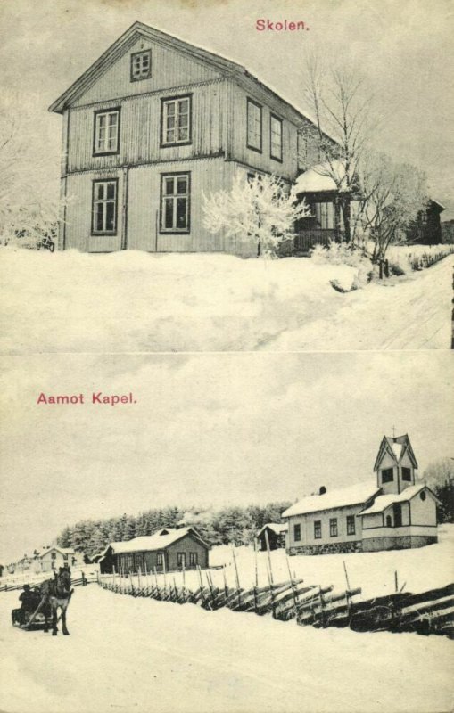 norway norge, ÅMOT AAMOT, Skolen, Kapel (1910s) Postcard