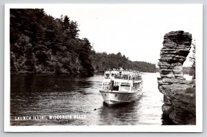 Wisconsin Dells RPPC Launch Illini Touring Boat Real Photo Postcard J26